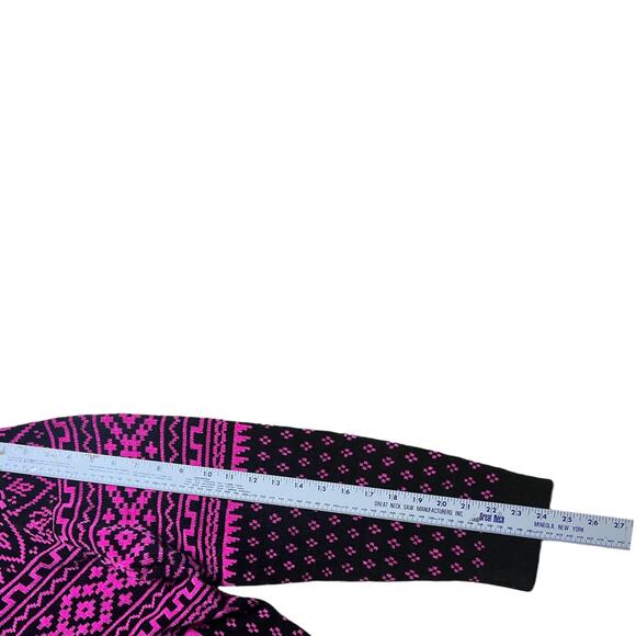 VINTAGE 90s Neon Geometric Fair Isle Pink Turtleneck Sweater Karen Scott XL - Picture 6 of 6